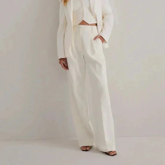 NWT Favorite Daughter Shortie Favorite Pant Wide Leg Trouser Ivory 12P Petite - Picture 1 of 15